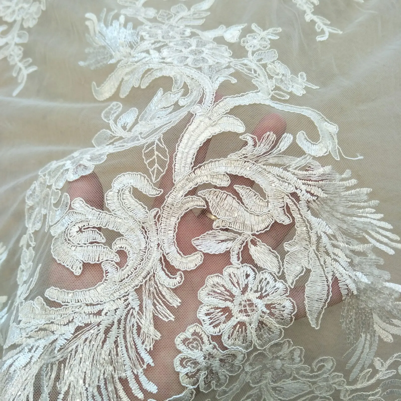 Модное плотное проводное свадебное платье кружевная ткань ширина 130 см с