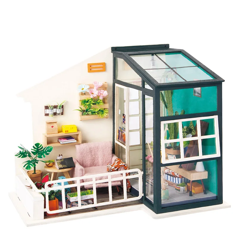 

Robotime Wooden Dollhouse with Furniture & Light DIY Miniature House Perfect Gift for Boys and Girls