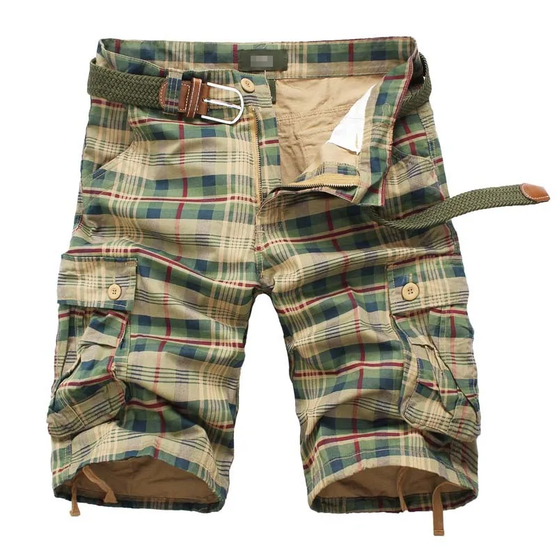 Pdmcms Men Shorts Mens Casual Camo Camouflage Shorts Fashion Plaid Beach Shorts Military Short Pants Male Bermuda Cargo Overalls