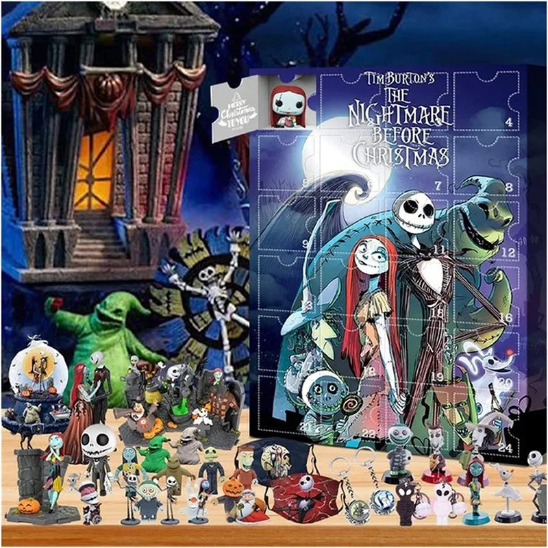 

Halloween Countdown Calendar Blind Box 24pcs Gothic Horror Atmosphere Calendar Toy Box Surprise Gift Box Ritual Unveiling Toy