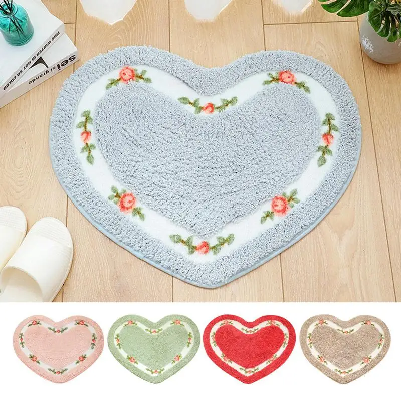 

Heart Shaped Rug mat Shower Absorbent Love Plush Floor Mat Living Room Bedroom Decorative Floor Mats Home Textile Accessories