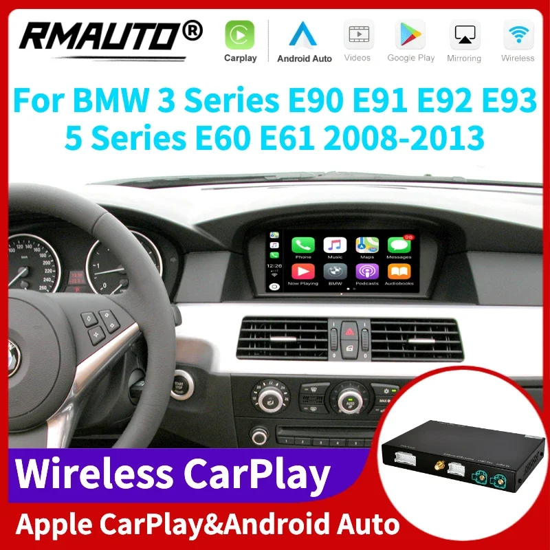 RMAUTO беспроводная Apple CarPlay CIC система для BMW 3 серии E90 E91 E92 E93 5 E60 E61 2008-2013 Android Авто