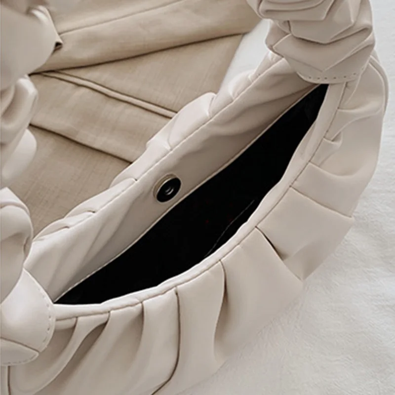 Fashion Women's Handbag Luxury Designer Female Ruched Bags Pu Leather Shopping Single Shoulder Bag For Women 2022 Trend
