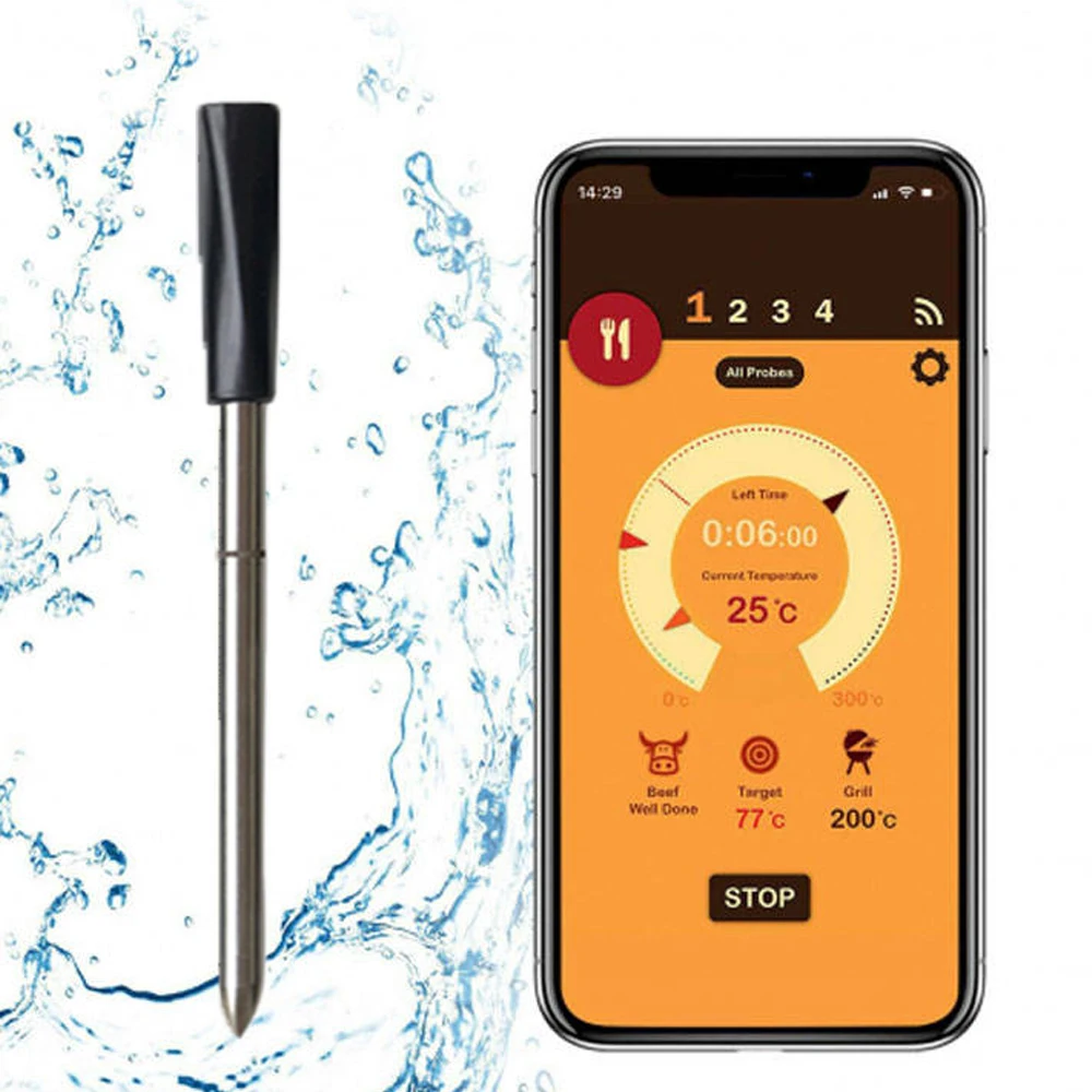 

IP67 Waterproof Wireless Digital Meat Thermometer for Oven Grill Kitchen BBQ Barbecue Smoker Cooking Food Thermometer Great Gift