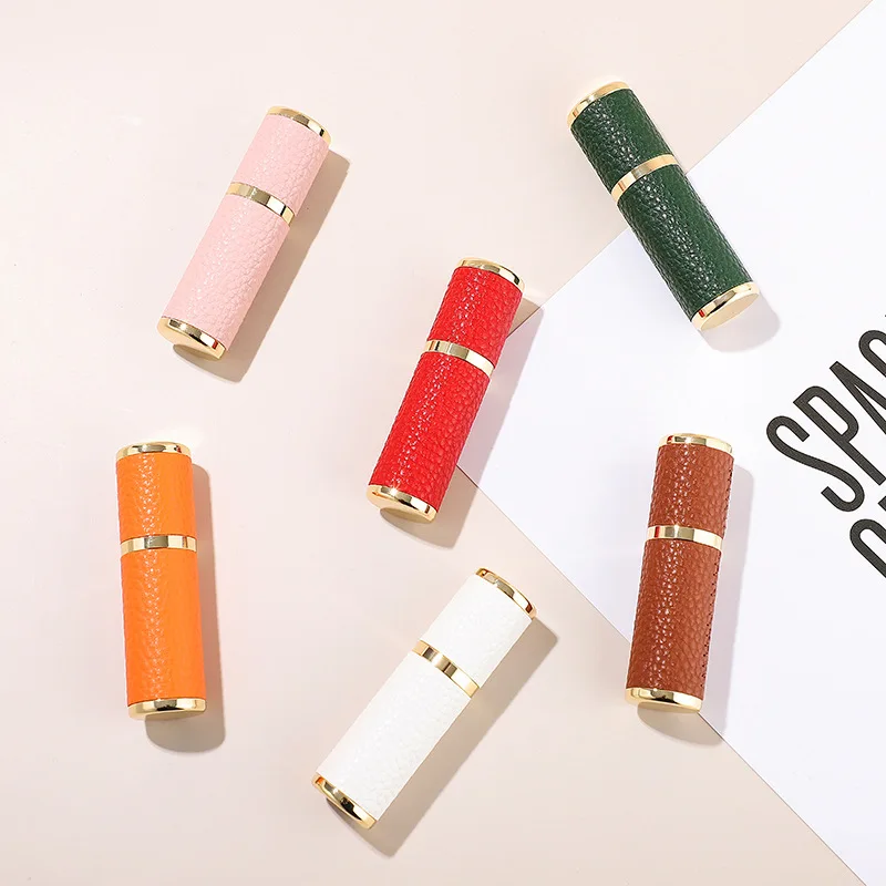 5ml 10ml 1pc Leather Portable Mini Refillable Perfume Bottle High-end Cosmetic Containers Empty Spray Atomizer Sub-bottling Trav
