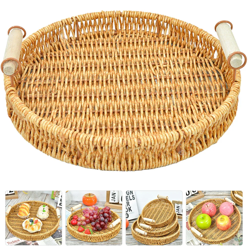 

Basket Storage Woven Fruit Rattan Tray Serving Bread Baskets Box Vanity Wicker Organizer Cake Bowl Tank Toilet Veggie