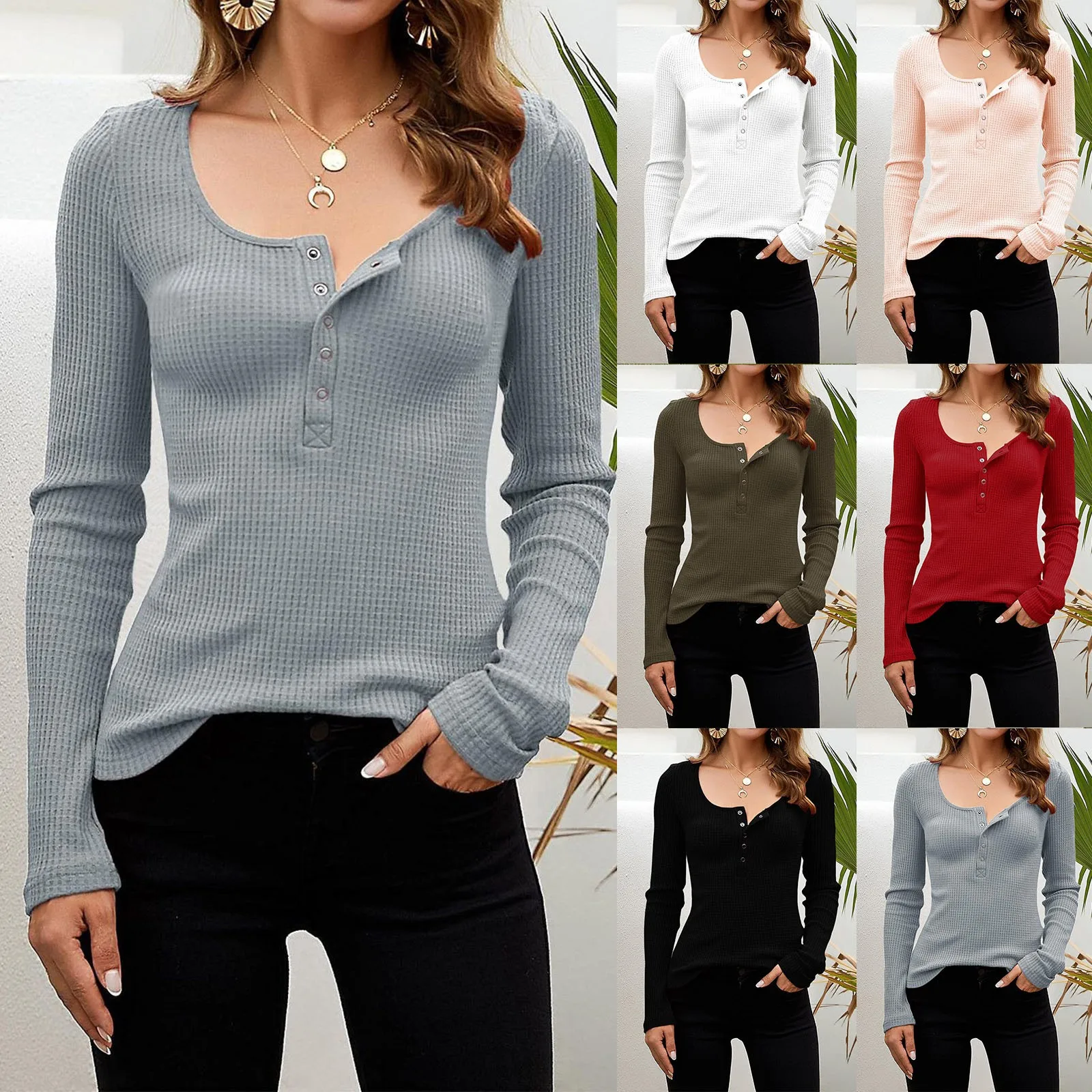 

Floral Top Teen Women Casual Button Down V Neck Blouses Long Sleeve Solid Color Stand Collar Knitted Tops Polyester Tees Women