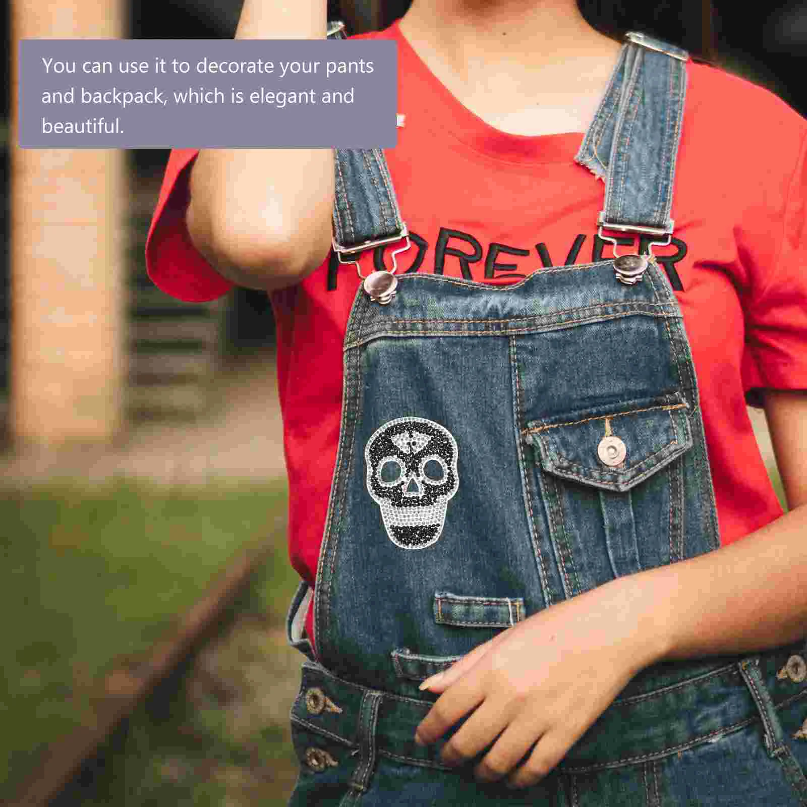 5 шт. наклейки с черепом и горячими бриллиантами нашивки для пальто декор клейкие