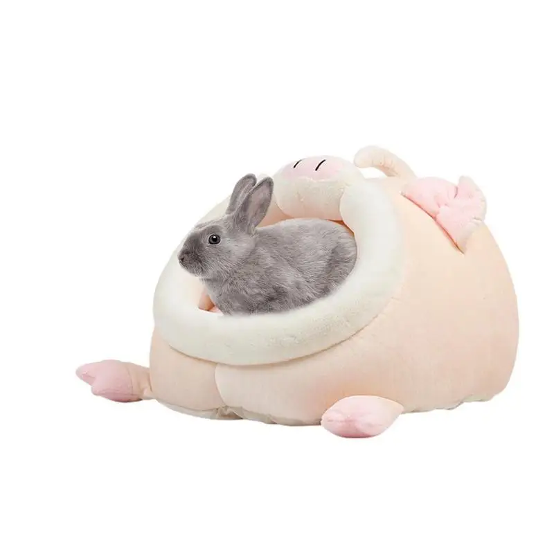 

Mini Hamster Bed Cozy Pet Bed Warm Cave Nest Cute Pig Shape Guinea Pig Hideout For Squirrel Hedgehog Chinchilla House Cage