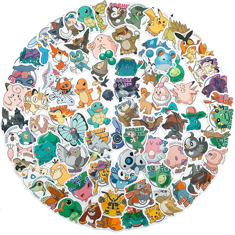 

10/30/50/100PCS Cute Pokemon Anime Cartoon Sticker DIY Snowboard Laptop Luggage Cartoon Graffiti Decals Sticker