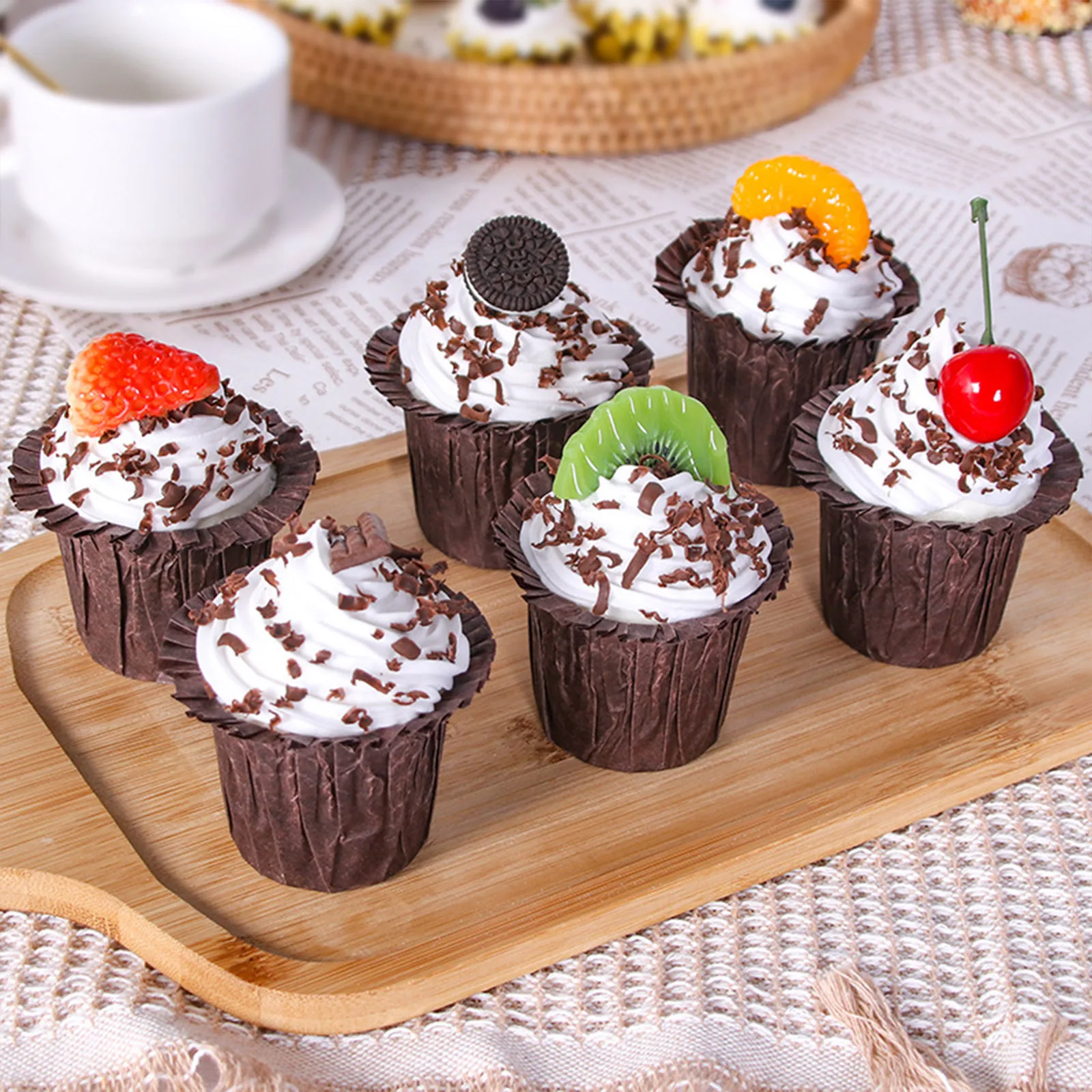 6 шт. имитация капкейка крем торт реквизит десертная модель милое многоцветное