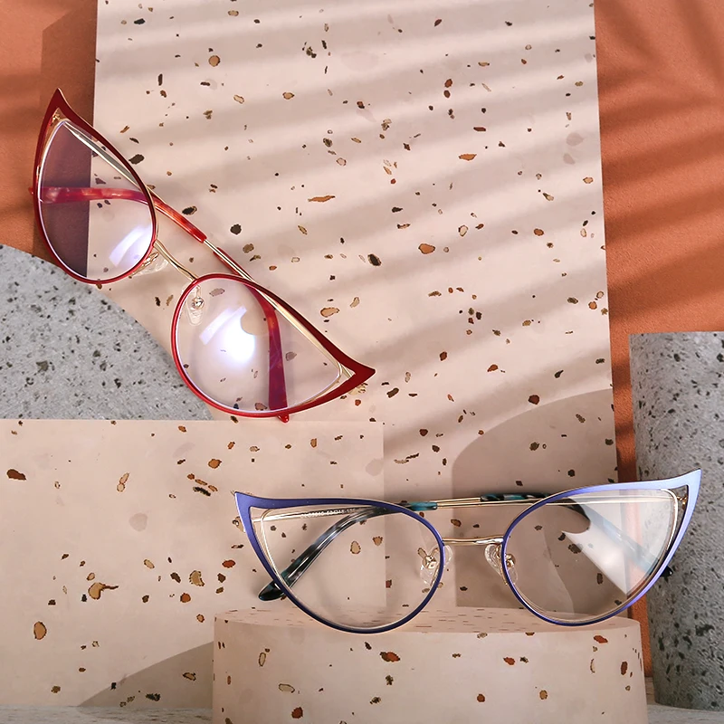 

LORETOROSA Cute Women Optical Glasses Eyewear Cat Eyes Design Prescription Glasses Myopia Hyperopia Purple Green Blue Eyewear