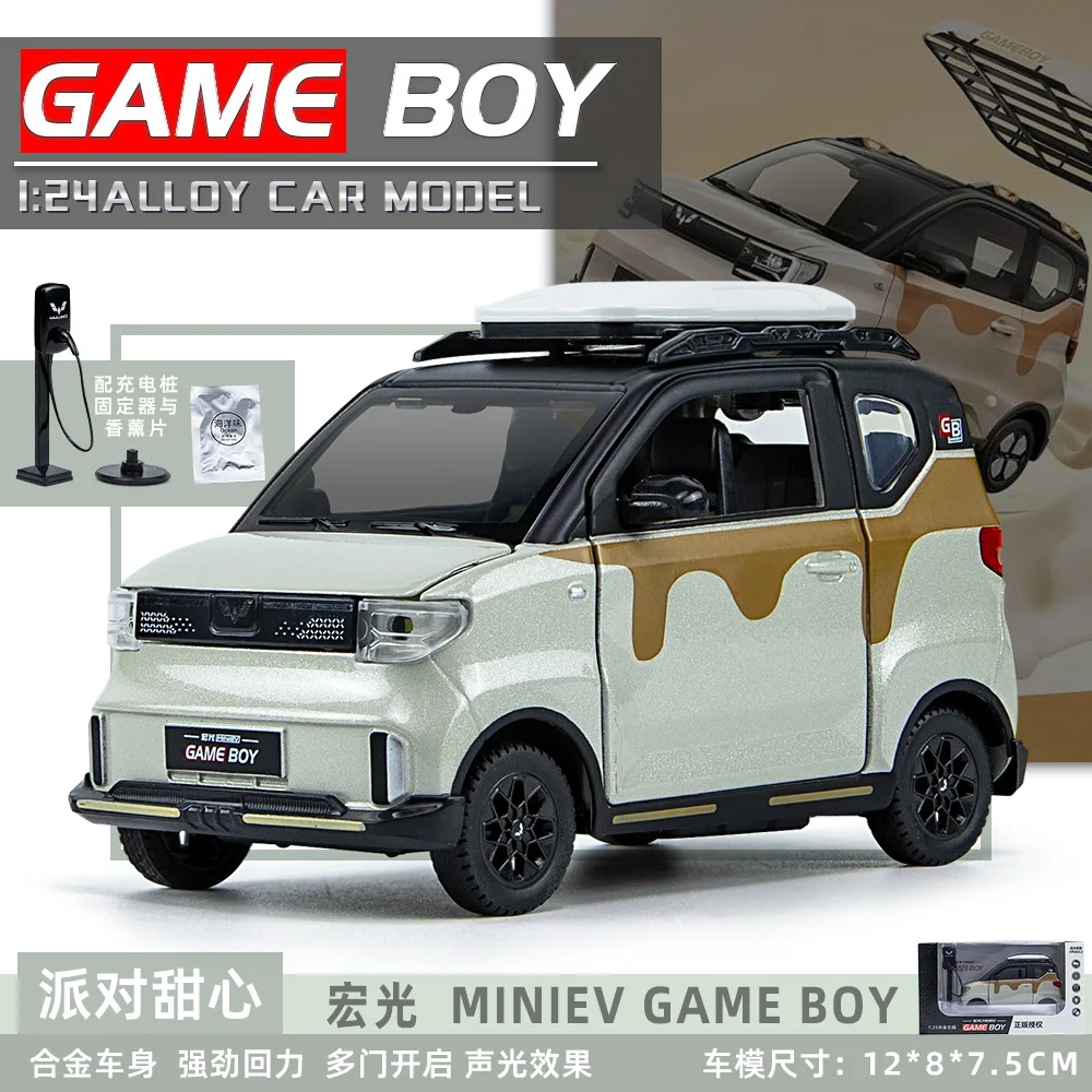 

1:24 WULING HONGGUANG мини EV GAME BOY имитация литая металлическая модель автомобиля со звуком фотосессия коллекция детских игрушек подарки