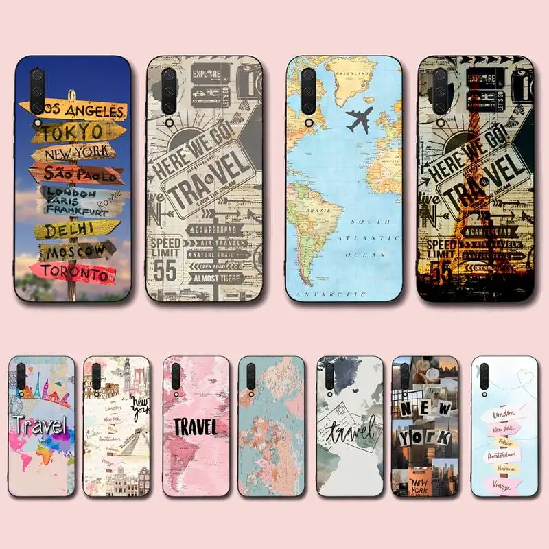 

World Map Travel Phone Case for Xiaomi mi 5 6 8 9 10 lite pro SE Mix 2s 3 F1 Max2 3