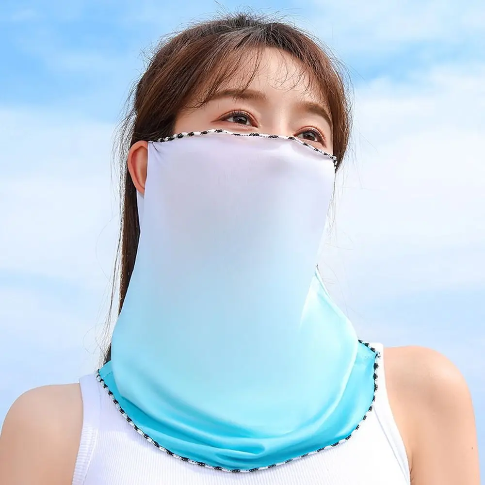 

Summer Ice Silk Gradient Sunscreen Mask Outdoor Sports UV Protection Face Veil Breathable Neck Protector Face Scarves