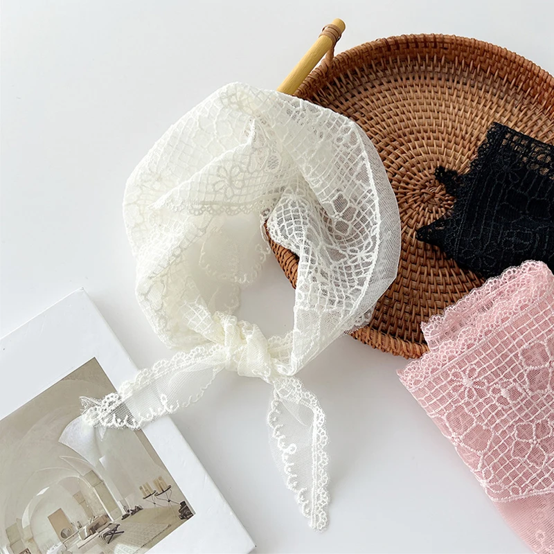 

Кружевной треугольный шарф с вышивкой, повязка на голову с цветочным узором, шаль, шарфы, платок, повязка на голову для офиса, Женская завязка для волос на запястье