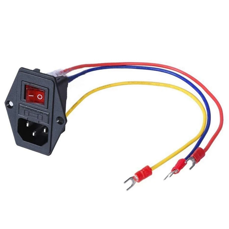

1PCS 15A 250V Rocker Switch Power Socket Inlet Module Plug 5A Switch With 18 AWG Wiring 3 Pin IEC320 C14-2Pcs