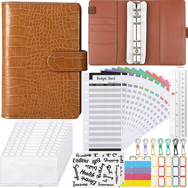 

A6 Budget Binder Budget Planner,37Pc 6 Holes Ring Binder Notebook With Binder Covers,Budget Sheets,For Travel & Diary