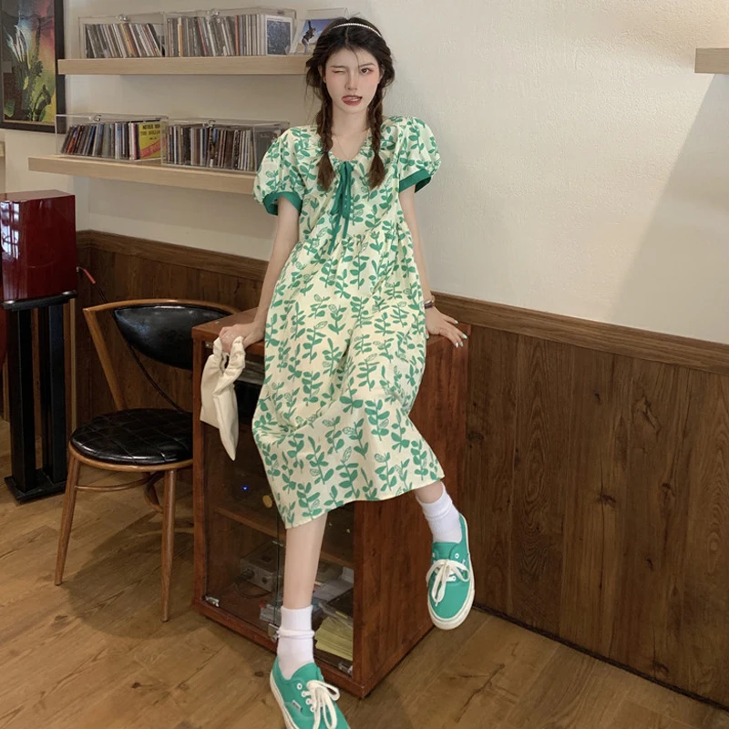 

Женское платье с цветочным принтом, Новинка лета 2022, длинная юбка с узкой талией, студенческий французский дизайн, нишевая юбка