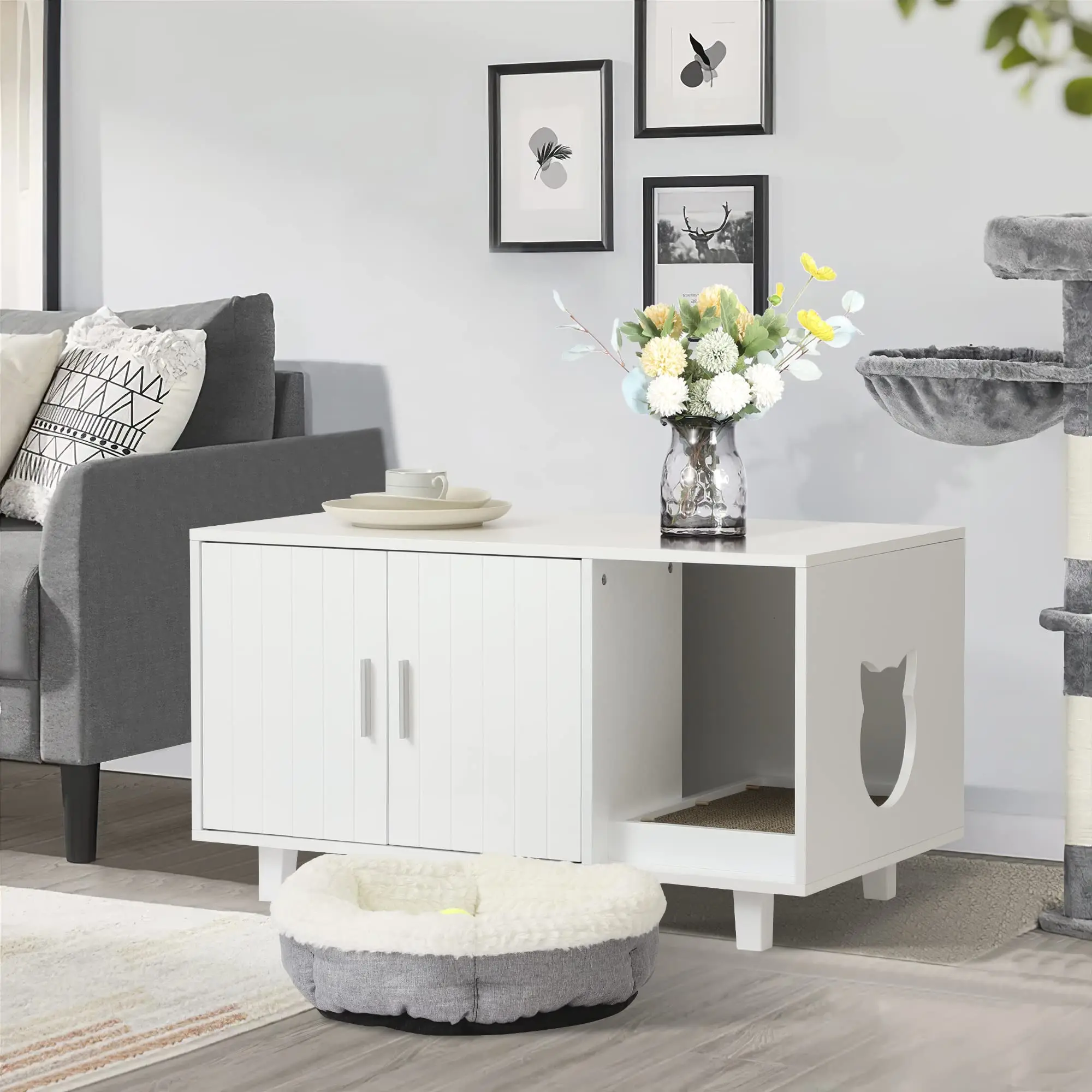 Скрытый ящик для кошачьего туалета корпус мебель современная скамейка хранения