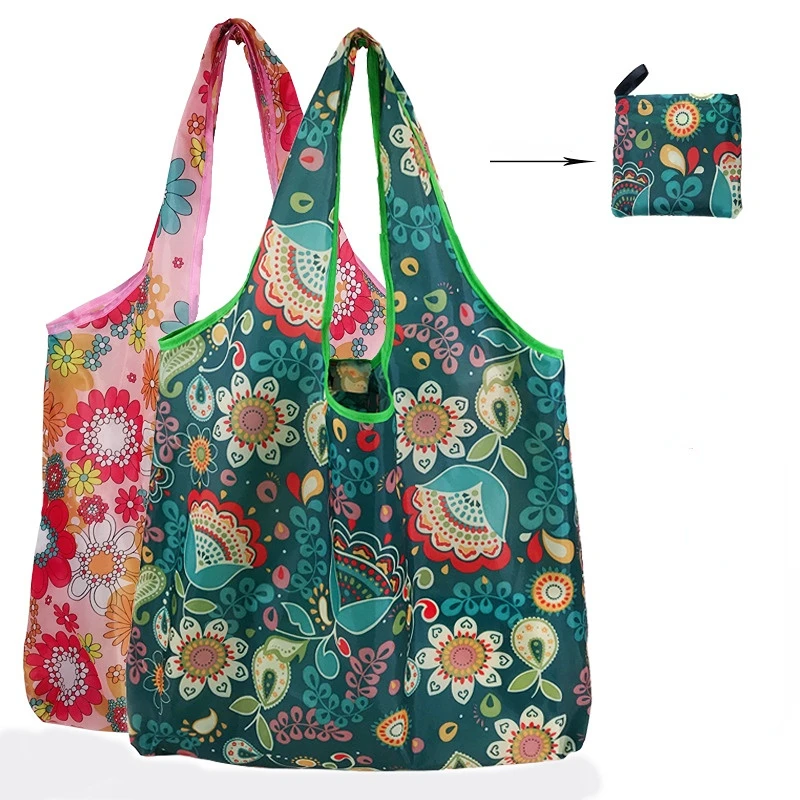 

Foldable Shopping Bag Reusable Eco Bags For Vegetables Grocery Package Women's Shopper Bag Large Handbags Tote Bags Pocket Pouch