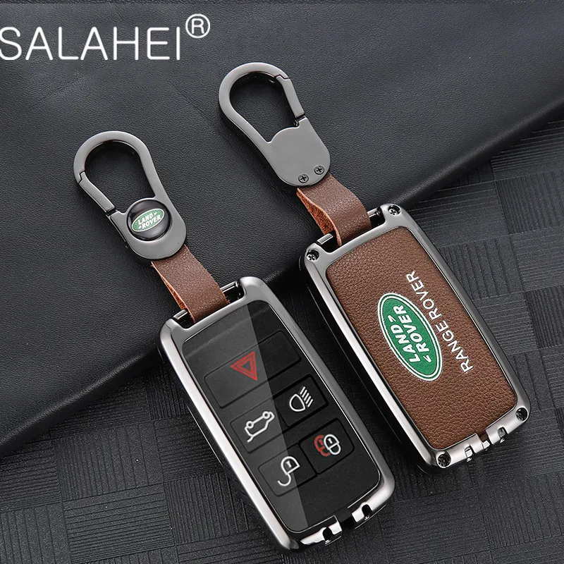 

Alloy Leather Car Key Case Keychain Fob For Land Rover Range Rover Sport Evoque Freelander Discovery Velar Key Cover Accessories