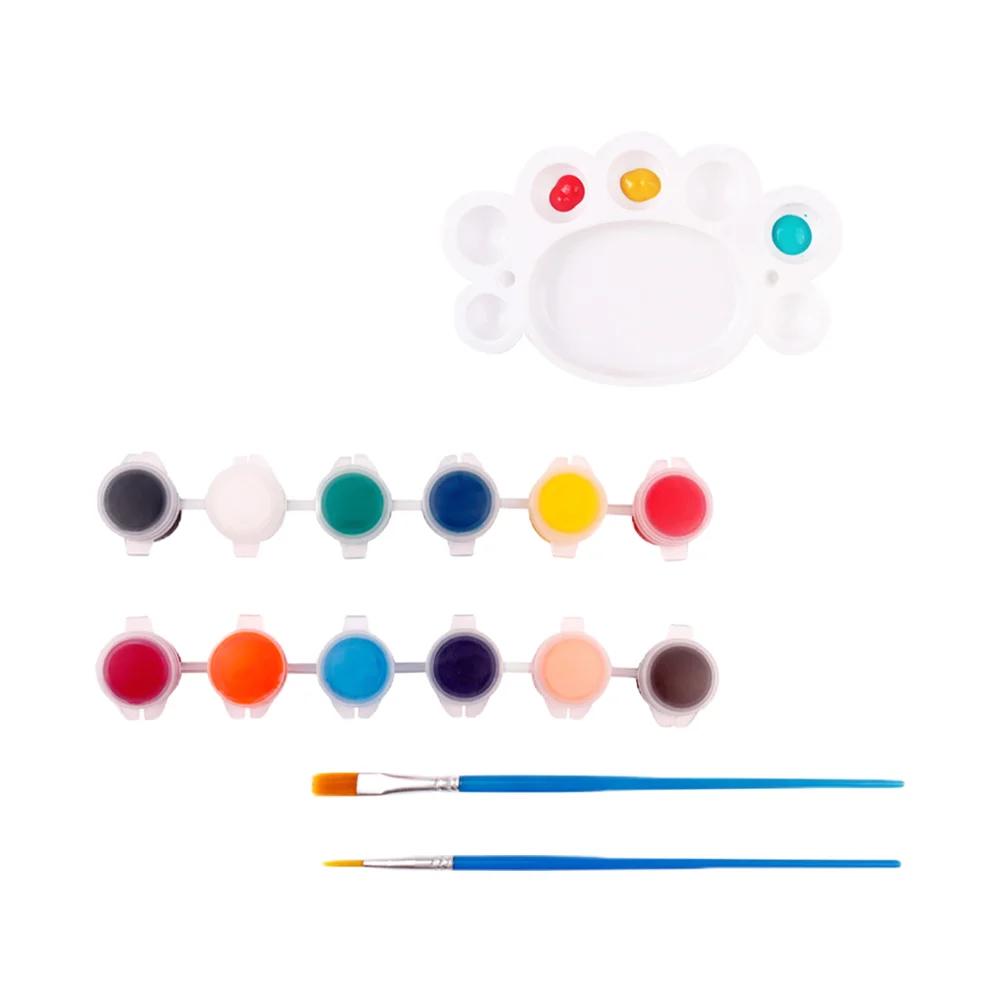 

1 set of Watercolor Pigment Mixing Tray Child DIY Watercolor Pigment Paintbrush
