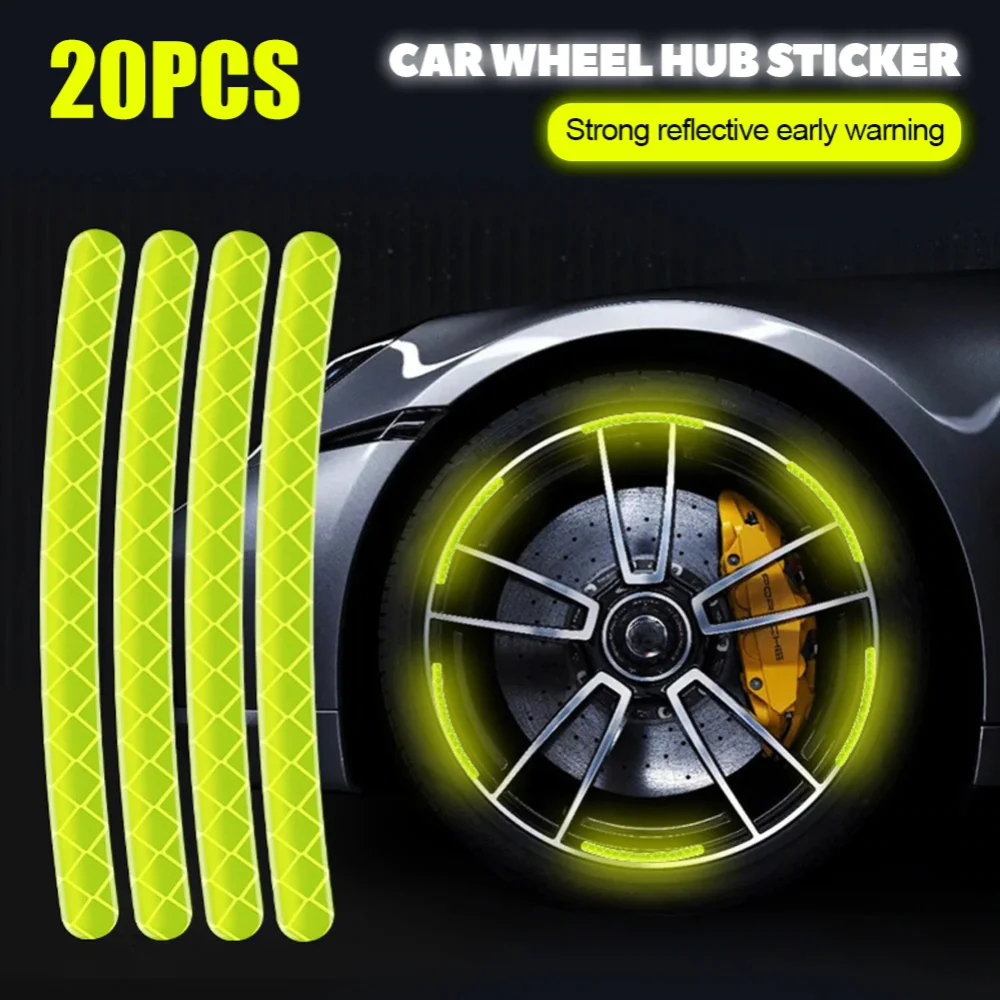 

20 Strips Car Wheel Hub Sticker High Reflective Stripe Tape Bike Motorcycle Car Personality Decorative Stickers Car Accessories
