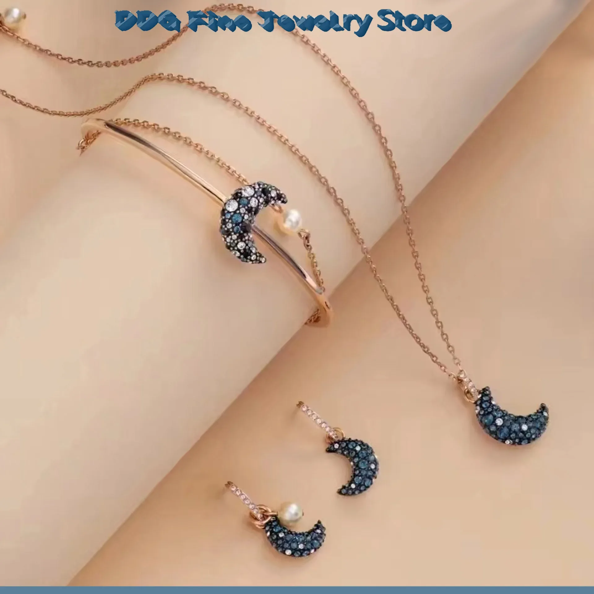 Роскошные изысканные комплекты ювелирных изделий Luna 2024 серьги в форме луны