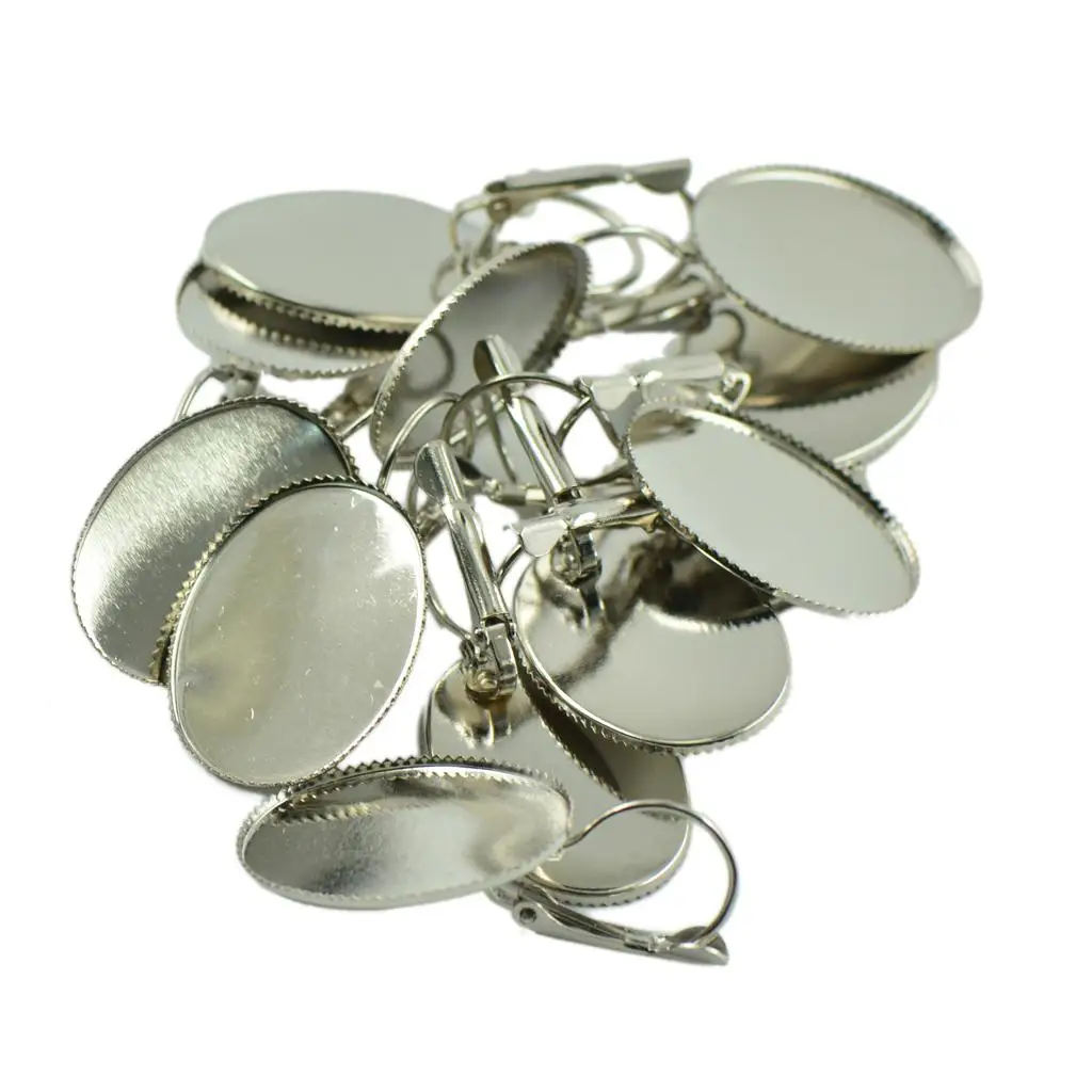 

12pcs Earring With 18x13mm Oval Cabochon Bezel Setting