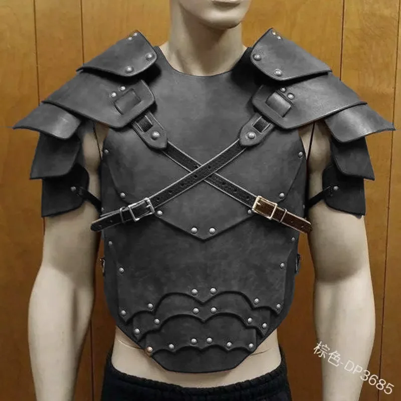 

Medieval Viking Knight Pirate Costume Body Shoulder Armor Set Larp Cosplay Outfit Pauldrons Steampunk Leather Belt Vest For Men