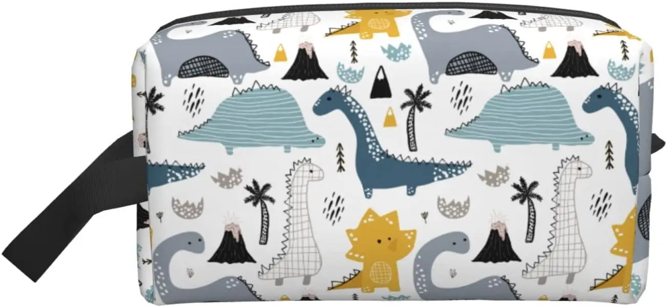 

Симпатичная сумка для туалетных принадлежностей с динозаврами, дорожные косметички, женская, мужская сумка для макияжа, водонепроницаемая ...