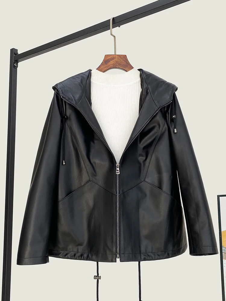 2024 зимнее новое пальто из натуральной кожи женская утягивающая толстовка