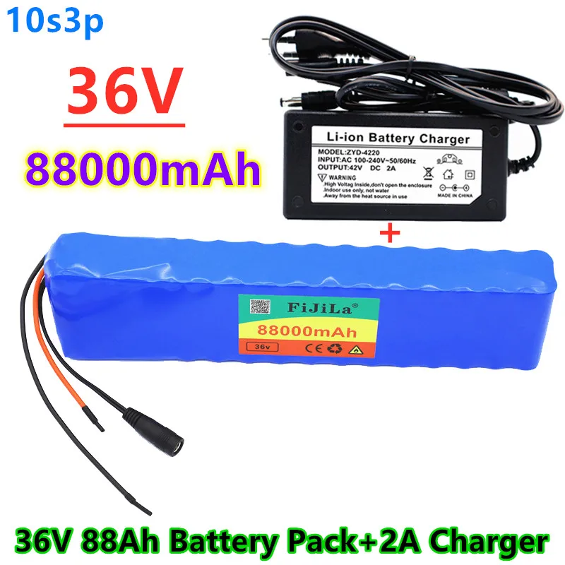 

36V 88Ah Batterie ebike batterie pack 10S3P 18650 Li-Ion Batterie500W High Power und Kapazität 42V Motorrad Roller mit ladegerät
