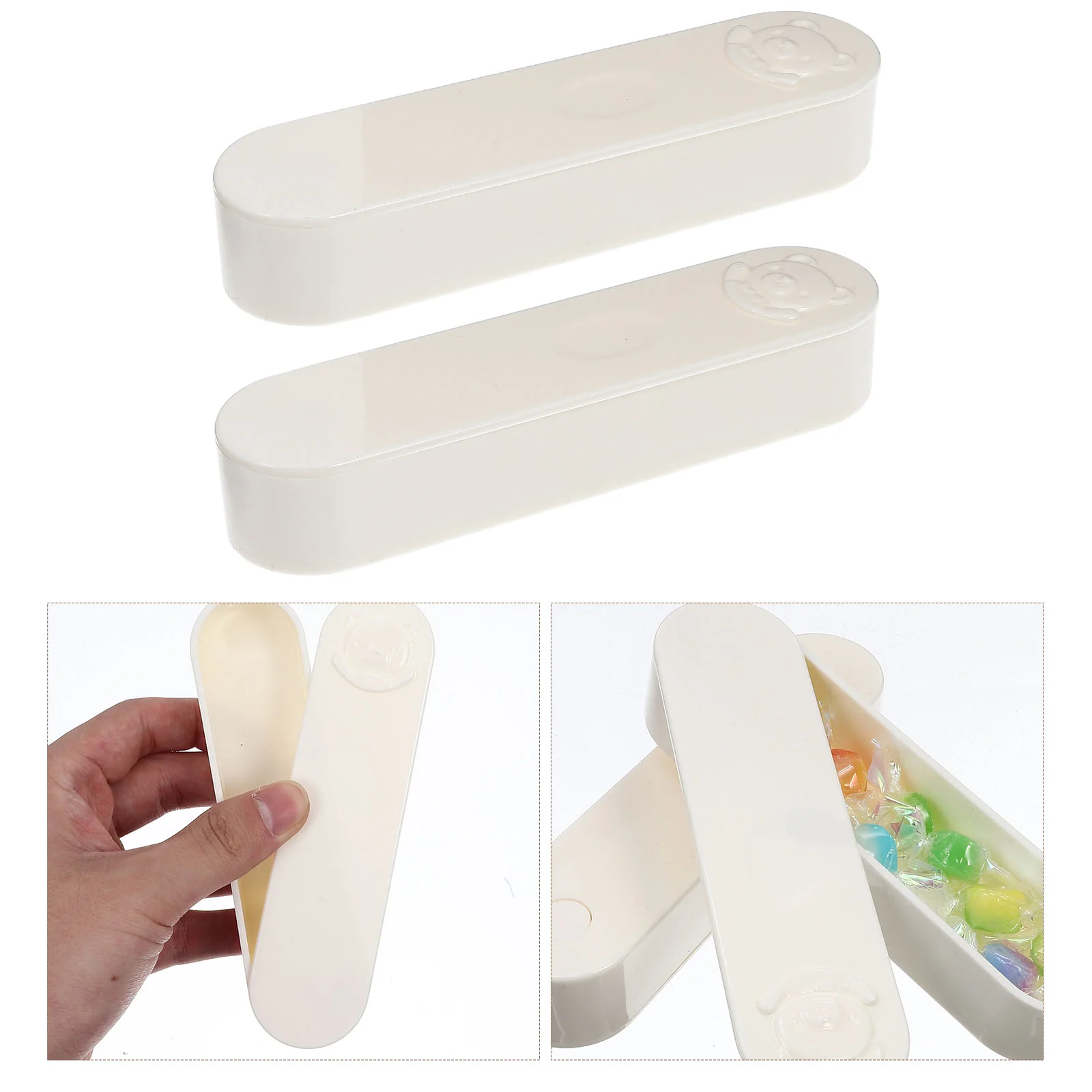 

2 Pcs Mini Stand Cotton Swab Organizers Slim Case Travel Jewelry Box Toothpick Storage Container Pad Cartoon