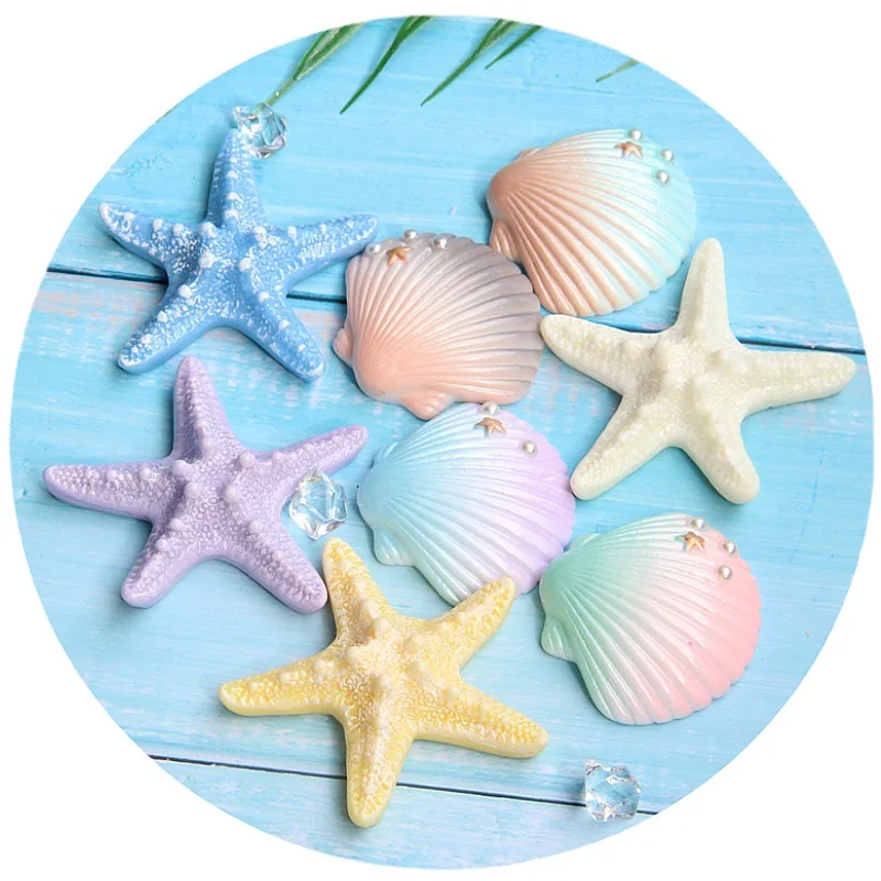 

Colorful Shell Cake Toppers Starfish Birthday Party Decoration Accessories baby shower Mermaid Cake decor kids Favors