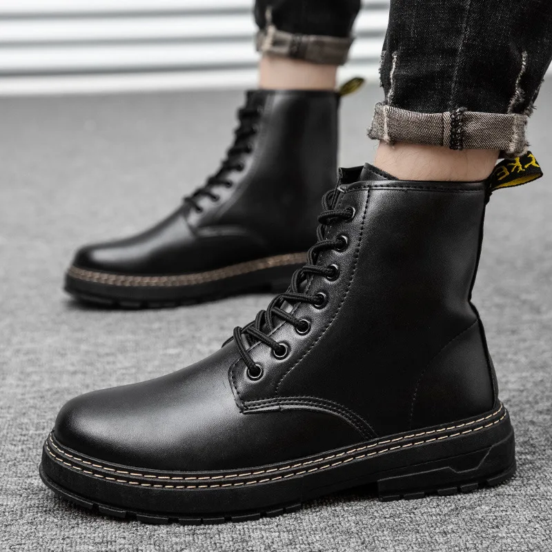 

Autumn Men Boots 2022 British Style Men Motorcycle Boots Fashion Ankle Boots Outdoor Wear-resisting Platform Military Boots