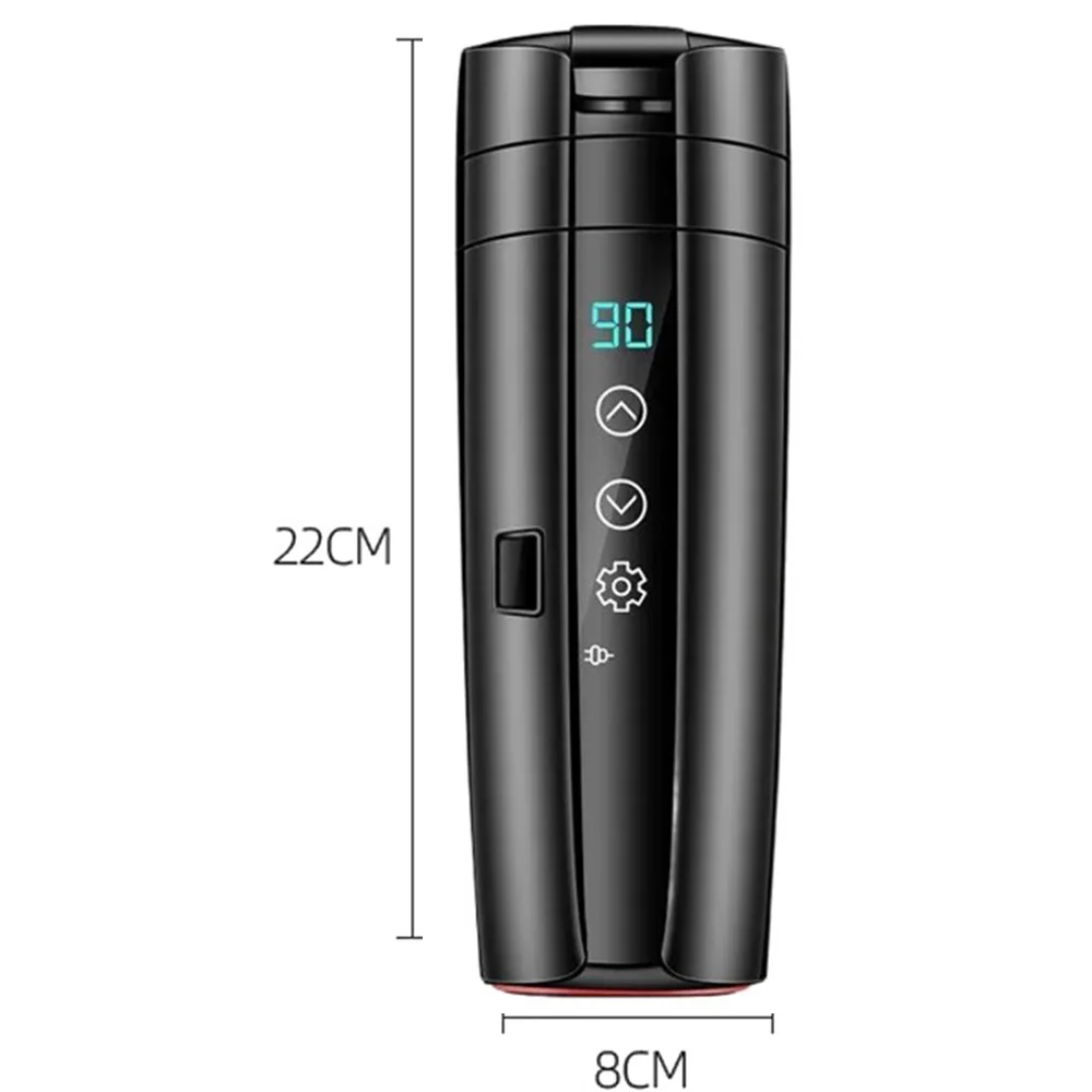 12V Car Heating Cup Rapid and Smart Temperature Display Portable Heated Mug 400ML Capacity Water Warmer Bottle