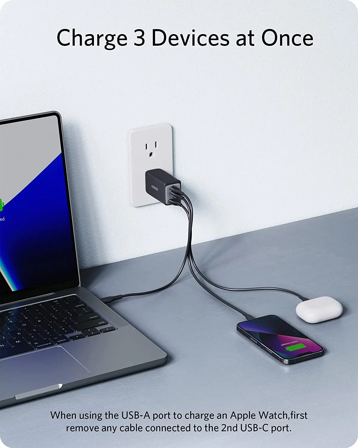 Kup ANKER Nano II 65W Trzyportowa ładowarka GaN Szybka ładowarka Podwójna USB-C Jedna Przenośna ładowarka USB Dla IPhone 13/13 Mini/13 Pro Max