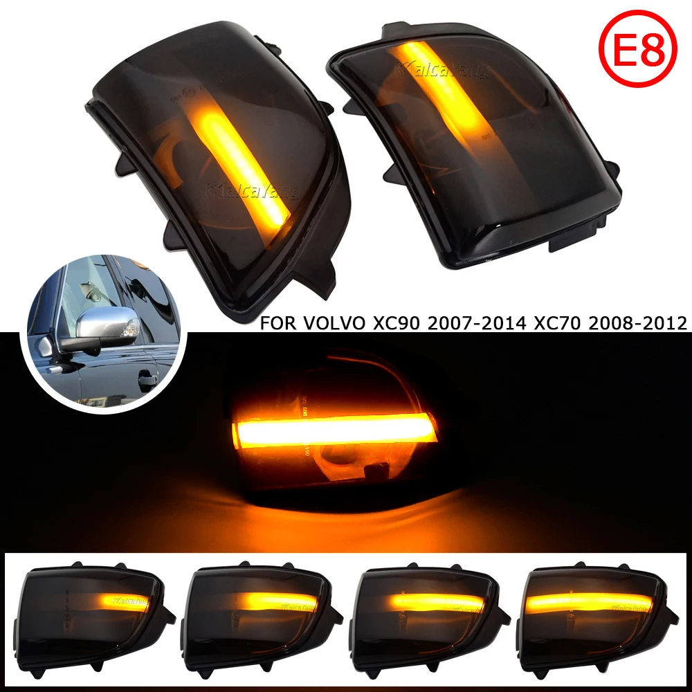 

2Pcs LED Side Wing Door Mirrors Dynamic Turn Signal Light Sequential Indicator Blinker For VOLVO XC70 XC90 2007-2014