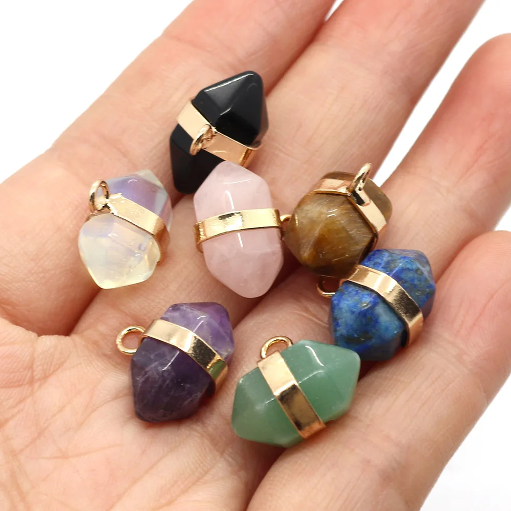 

Exquisite Natural Stone Hexagon Crystal Pendant 15x17mm Onyx Charm Fashion Making DIY Necklace Earrings Jewelry Accessories 1pcs