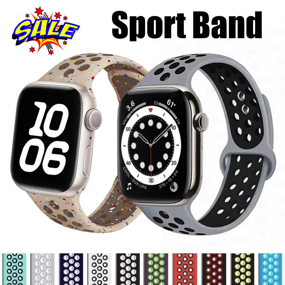 Фото Ремешки для Apple Watch 44 мм, 46 мм, 42 мм, 45 мм, 41 мм, 40 мм, Ultra 2, 49 мм, дышащий браслет Correa для iWatch Series 11, 10, 9, 8, SE, 7, 6, 5 №1