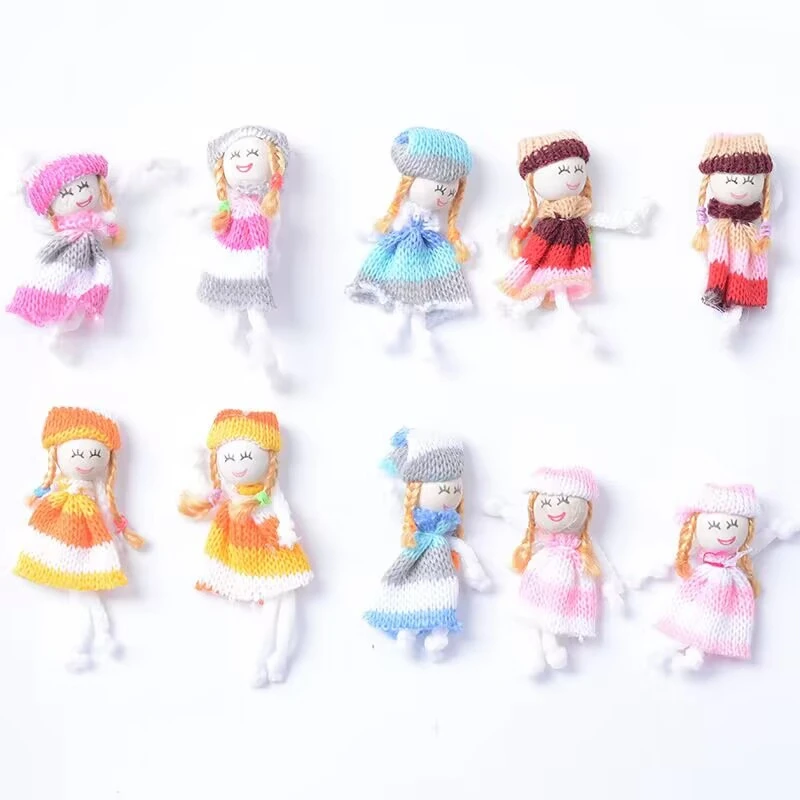 

50Pcs 70mm Colorful Girl Wool & Wood Children Party Decoration Cloth Paste Charms DIY Jewelry Accessories