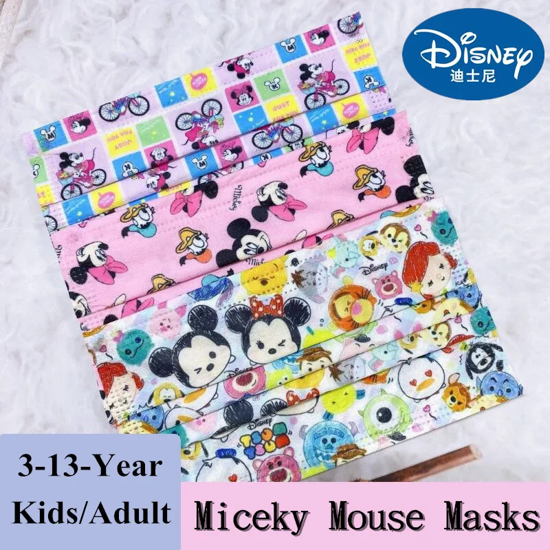 

10-200PCS Disney Adult Children Face Masks Anime Mickey Mouse Disposable 3ply Melt Blown Mascara Infantil Protective Mascarillas