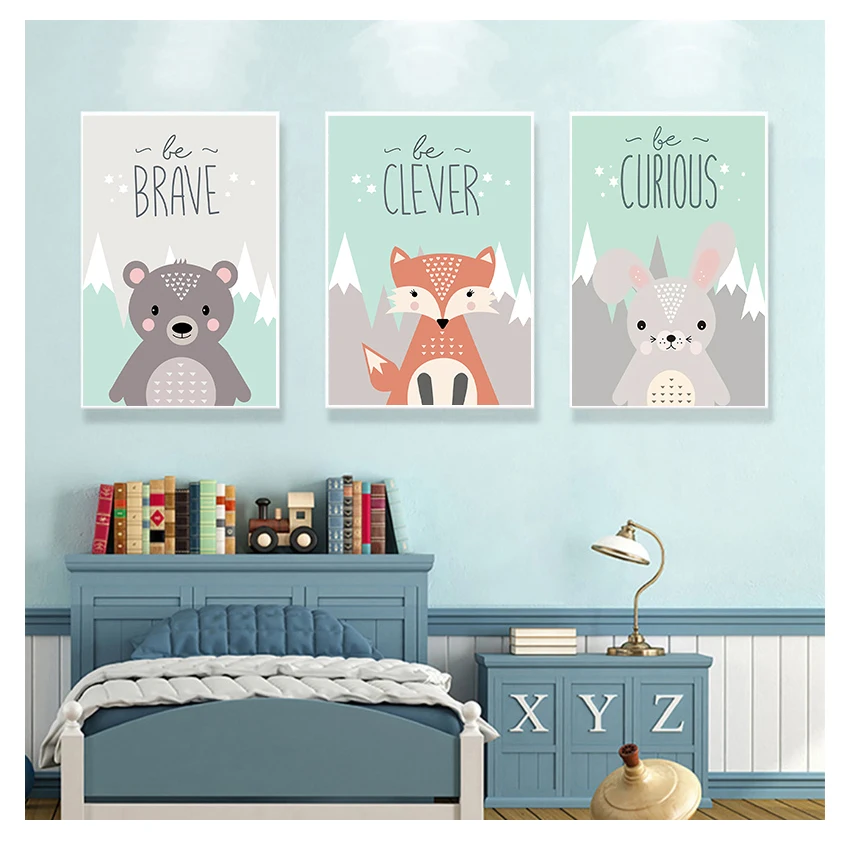 

Животные Художественная печать детская комната Куадрос Декор n общежитие плакаты скандинавские ткани роспись плакаты скандинавский Рисунок мультфильм