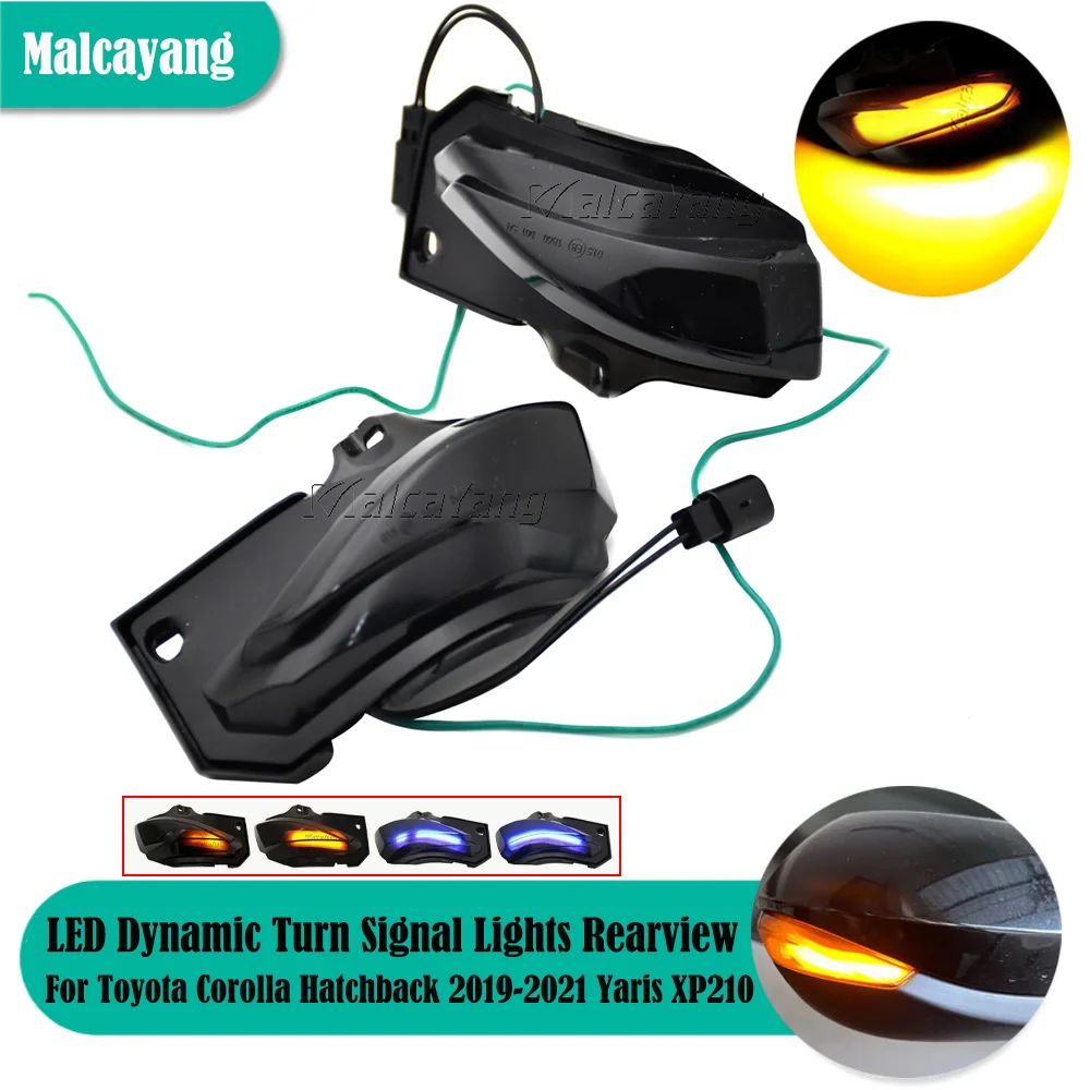 

2PCS LED Dynamic Turn Signal Lights For Toyota Corolla Hatchback 2019-2021 Yaris XP210 2020 Rearview Mirror Lamp Error Free