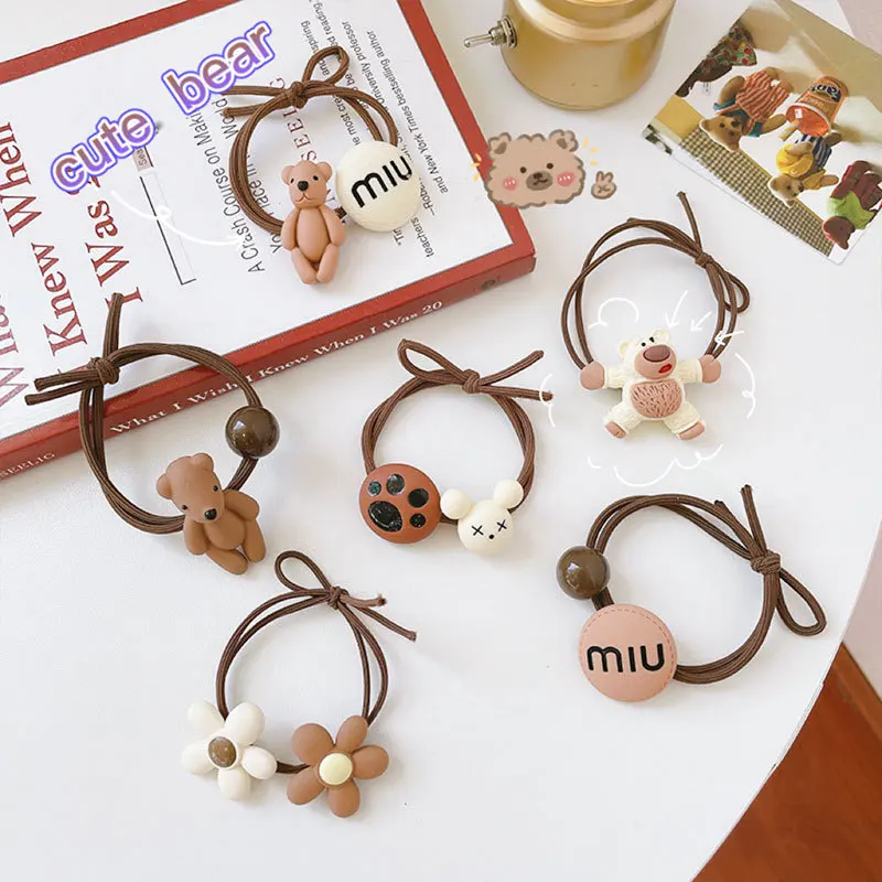 

Milk-colored hair rope rubber band women tied ponytail leather case cute ins hair band