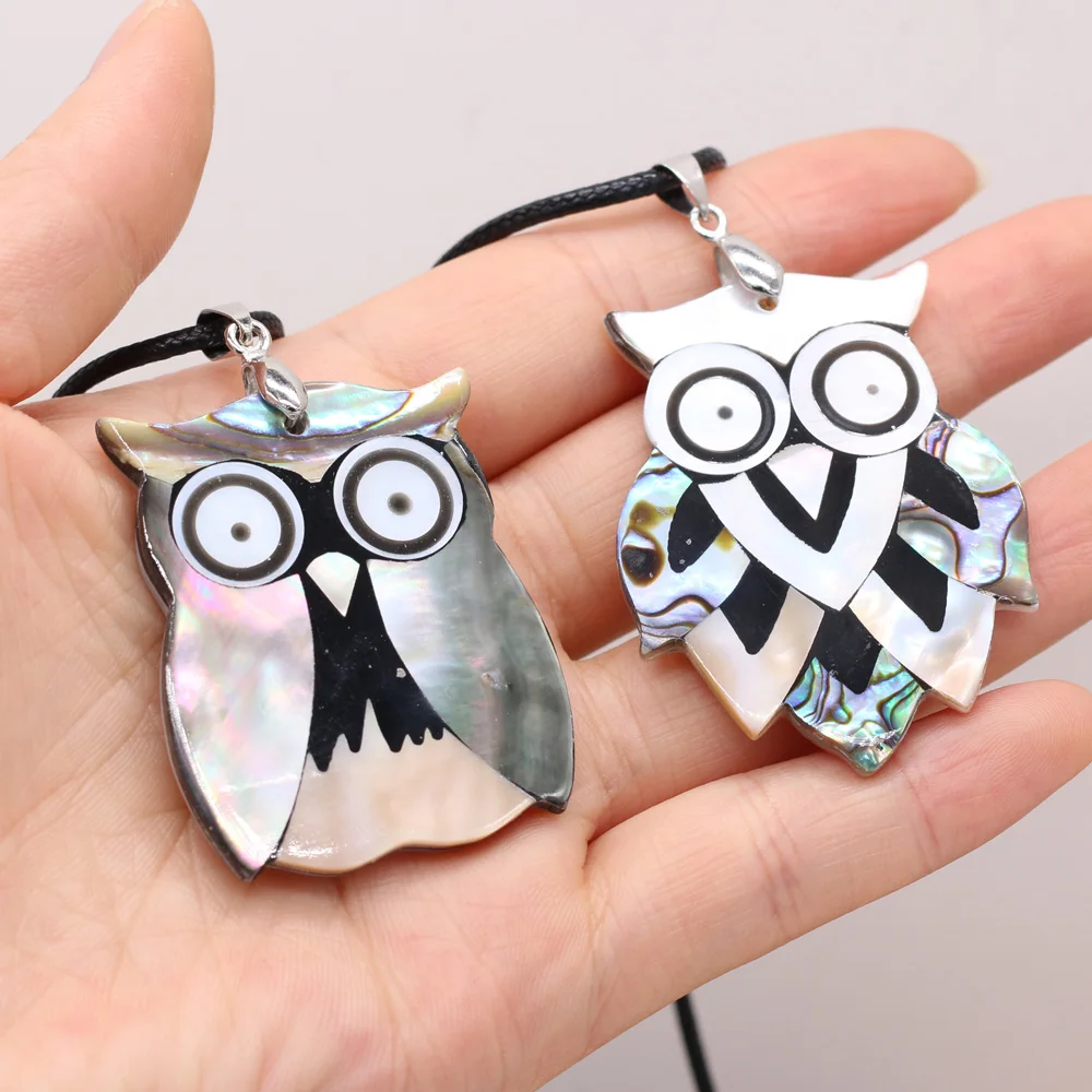 

3PCS Wholesale Price Natural Abalone Shell Alloy Owl Shape Pendant Necklace Jewelry Accessories Charm Gift