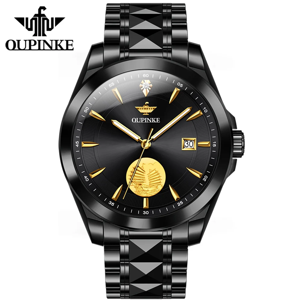 

OUPINKE Watch Men Swiss Certification Automatic Mechanical Luxury Top Brand Real Gold Real Diamond Sapphire Mirror Wristwatch