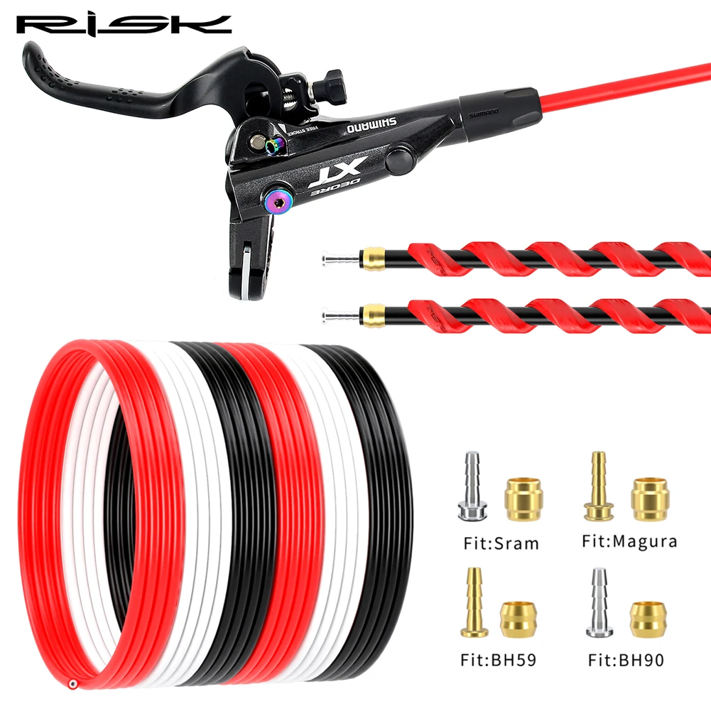 

RISK Bicycle Hydraulic Disc Brake Hose Kit with 4x Barbed Insert 4x Brass Olive 2x Sleeve For Shimano Magura Sram BH59 BH90
